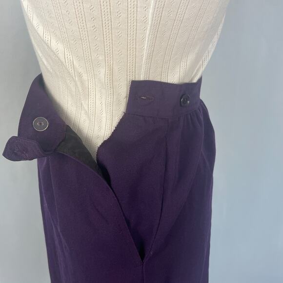 Vintage Midi Skirt Size 6 Purple Solid A Line Minimal Secretary Office Preppy - Picture 7 of 12